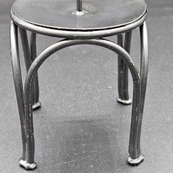 Vintage Black Metal Candle Holder Chair Design With Celtic Symbol Backrest - Picture 5 of 7